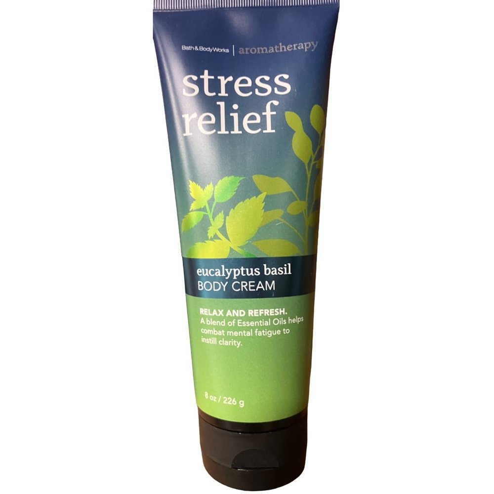 EUCALYTUS BASIL STRESS RELIEF BODY CREAM Herbal Aromatherapy 8 Oz HTF NEW